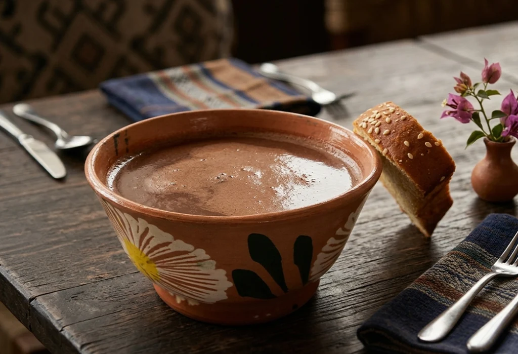 Chocolate oaxaqueño de agua tradicional servido en La Reina Oaxaca CDMX