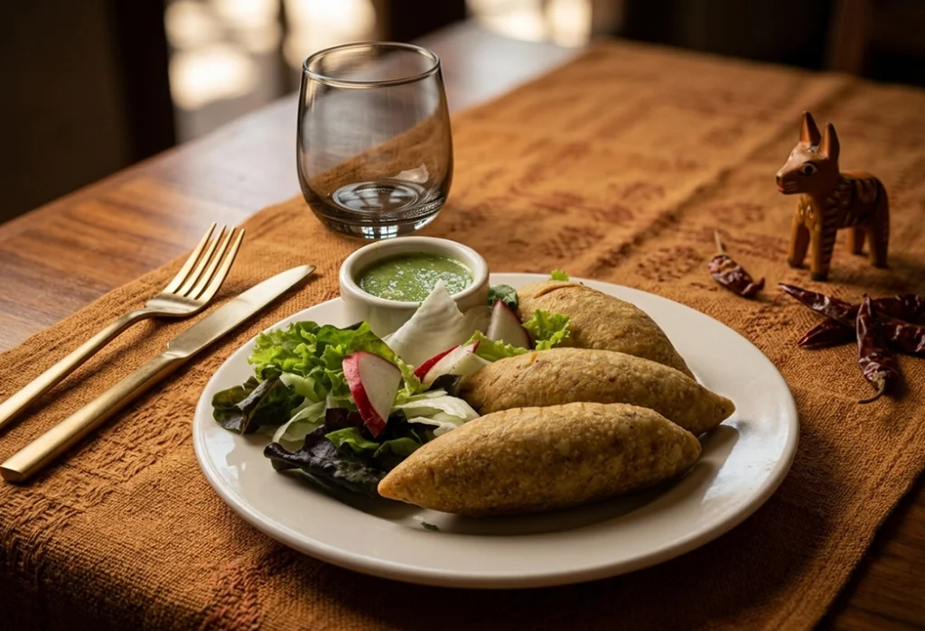 Molotes oaxaqueños rellenos de papa con chorizo en La Reina Oaxaca CDMX