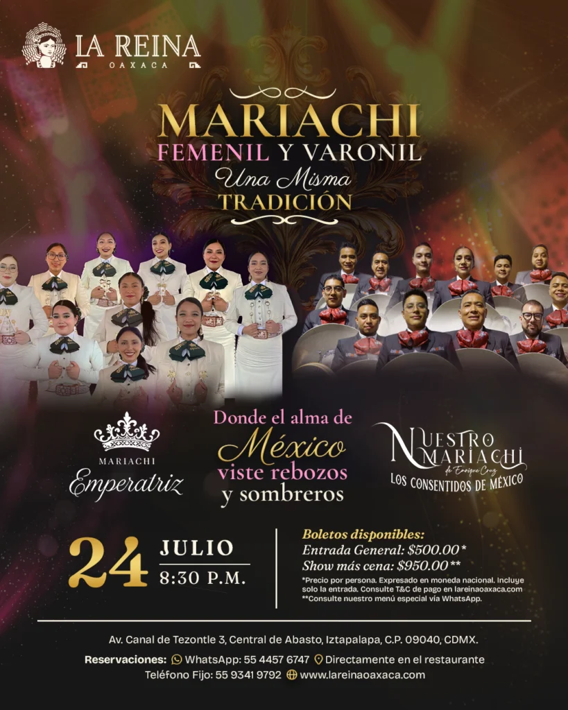 Evento de mariachi femenil y varonil en La Reina Oaxaca CDMX con Mariachi Emperatriz y Nuestro Mariachi en vivo