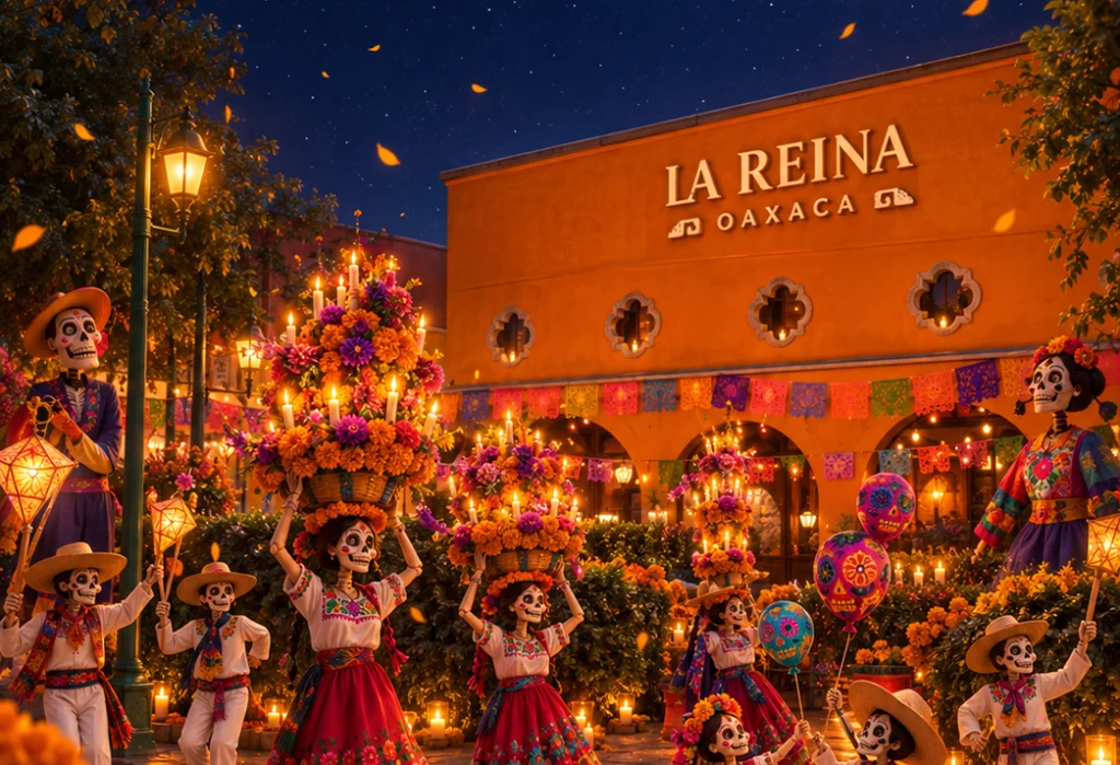 Anuncio de la calenda de Día de Muertos de La Reina Oaxaca, el 1 de noviembre de 2026 en Iztapalapa, CDMX.