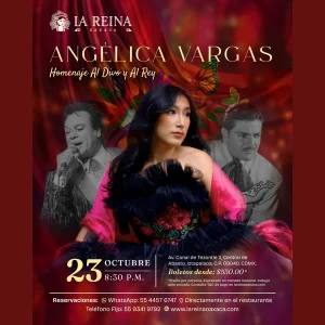 Angélica Vargas en Homenaje al Divo y al Rey, concierto en La Reina Oaxaca, Iztapalapa, CDMX, el 23 de octubre de 2026