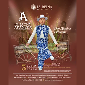 Ignacio Araneda en concierto Entre Rancheras y Despecho en La Reina Oaxaca CDMX el 3 de julio